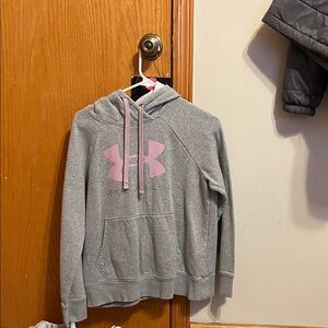 Under Armour Heather Gray Hoodie with Pink Accents